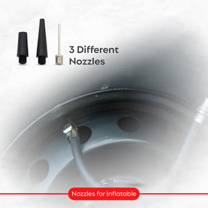 Gonfleur de pneus portable haute performance ROADPOWER à double cylindre, 150 PSI, 12V DC, corps en métal noir avec manomètre intégré - Product Image 3