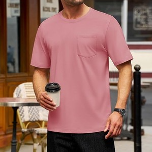 T-shirt à manches courtes en coton 100% Col rond Logo personnalisé Doux Ajusté Élastique Coupe slim avec un design classique frais - Product Image 2