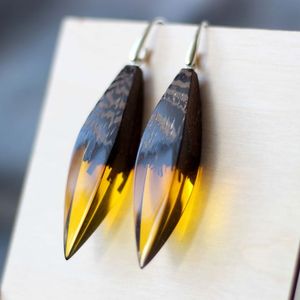 Pendientes de Resina Epoxi con Diseño de Madera Estilo Río, Pendientes Colgantes Únicos de Diseñador para Mujer, Accesorios de Moda - Product Image 6