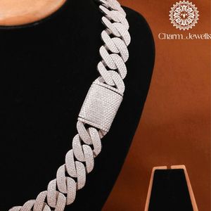 สร้อยคอผู้ชาย Charm_Jewells ประดับโมอิสซาไนต์ เงินแท้ 925 ชุบโรเดียม ดีไซน์แบบโซ่เชื่อม สไตล์ฮิปฮอป ฝังเพชรเม็ดเล็กทรงกลมเจียระไนแบบบริลเลียนท์ - Product Image 4