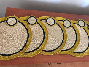 Wholesale Price Colorful Boho Chic Jute <b>Placemat</b> <b>Round</b> Woven <b>Placemats</b> Tassel Paper Raffia Woven <b>Placemats</b> for Family Gathering - Product Image 6