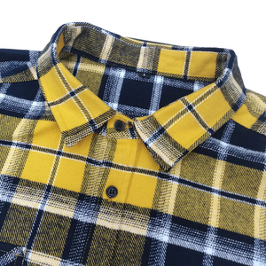 Chemise à carreaux à manches longues pour homme, jaune, bleu marine, en coton, décontractée, pour moto - Product Image 5