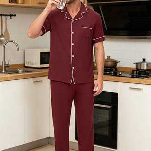 Conjunto de Pijama Clásico para Hombre, Ligero, con Tela Suave, para Descanso Informal y Relajación a la Hora de Dormir - Product Image 5