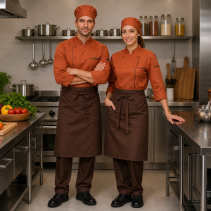 Ensemble d'uniformes de chef professionnels unisexes en polyester et coton respirant anti-boulochage pour la cuisine - Product Image 1