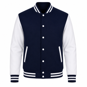 Veste universitaire classique pour homme à imprimé sur le devant, fermeture à boutons-pression, poches, style décontracté, tenue d'équipe universitaire - Product Image 1