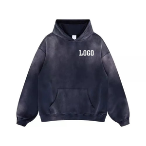 Best-selling Pure Cotton High-quality All-in-one Hoodie Custom Streetwear Hoodie Custom Distressed Hoodie <b>Sun</b> Faded Hoodie - Product Image 1
