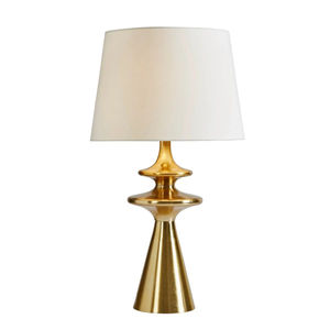 Antique Brass Table <b>Lamp</b> With White Fabric <b>Shade</b> Solid Metal Bedside Desk <b>Lamp</b> For Hotel & Home Decor Polished Gold Finish <b>Lamp</b> - Product Image 4