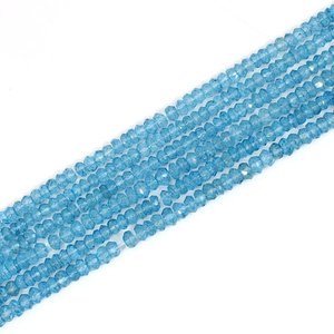 Cuentas facetadas de topacio azul cielo natural en forma de rondel de 3.5-4mm, hilo de piedras preciosas al por mayor - Product Image 3