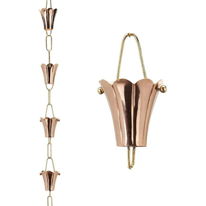 GreenThings The Modern Angle Pure Copper Rain Chain Artisan Made & <b>Sealed</b> for Longer Shine Water Diversion <b>Gutter</b> Downspout - Product Image 6