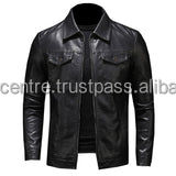 แจ็กเก็ตหนังแท้สำหรับผู้ชายแจ็กเก็ตหนังแท้ทรงพอดีตัวปกติแฟชั่นล่าสุด - Product Image 5