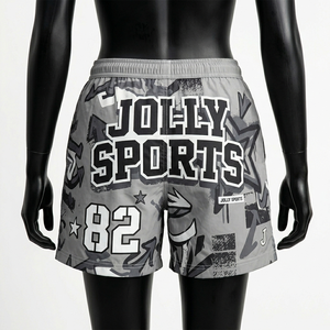 กางเกงขาสั้นผู้หญิงแบบกันลม 120 GSM โพลีเอสเตอร์ ทัสลอน แห้งเร็ว สีเทา สีดำ พิมพ์ลายกราฟิก ซับลิเมชั่น โลโก้สั่งทำได้ - Product Image 2