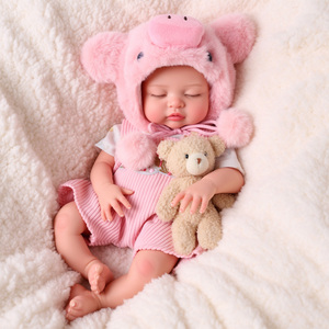 Poupées Reborn Babeside de 16 pouces en silicone intégral, réaliste, fille endormie, vêtements rose cochon, vente en gros d'usine - Product Image 1