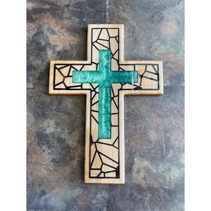 Croix en bois et résine, symbole religieux chrétien, pour la maison ou l'église, plaque - Product Image 3