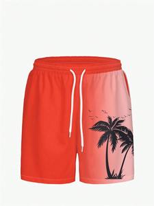 Shorts de bain unisexes pour hommes, tissés, séchage rapide, imprimé floral, légers, respirants, taille élastique avec cordon de serrage - Product Image 2