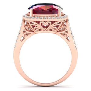 แหวนเงินแท้ 925 ดีไซน์หรูหราประดับทับทิมทรงคุชชั่นและมอยส์ซาไนต์ทรงรัศมี สำหรับผู้หญิง เหมาะเป็นของขวัญวันเกิด เครื่องประดับคุณภาพสูง - Product Image 4