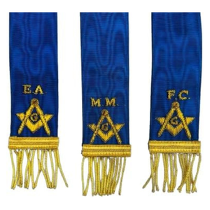 Blue Fringe Ribbons Embroidered Vintage Masonic Badges Rectangle and Compass Symbol <b>Pin</b> Lapel Ribbon for Uniform - Product Image 1