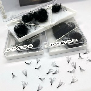 Extensions de cils synthétiques préfabriquées de haute qualité en gros, volume 10D/14D/16D/20D, naturelles, longues, super noires, base fine mate - Product Image 2