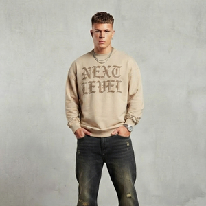 Camiseta de hombre personalizada de manga larga con pedrería, 100% algodón, oversize, hombros caídos, estilo casual, cuello redondo, con pedrería - Product Image 4