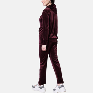 <b>Women's</b> Eco-Friendly <b>Velour</b> Fleece <b>Tracksuit</b> Two Piece Sweatsuit Hooded Pullover Jogger Set Casual Winter Wear - Product Image 3