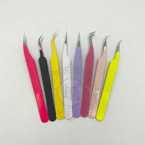 แหนบต่อขนตาสแตนเลสแบบมืออาชีพทำด้วยมือเคลือบผงหลากหลายลายเพชรสีทองอย่างยั่งยืน - Product Image 4