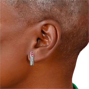 Pendientes de Aro de Cristal Rosa Plateado con Detalle de Letra Vertical y Acento de Diamantes de Imitación Transparentes, Joyería Elegante para Mujer - Product Image 6