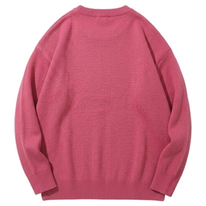 Custom Logo Pink Y2K Crew Neck <b>Sweater</b> Women Oversized Knit Pullover Vintage Streetwear Jacquard <b>Sweater</b> Wholesale OEM - Product Image 2