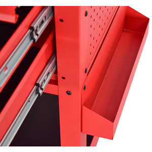 Chariot utilitaire mobile en acier thermolaqué rouge mat à 4 tiroirs de 84 cm pour garage et atelier - Vente en gros - Product Image 6