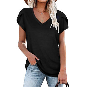 Camisetas Casuales de Mujer de la Mejor Calidad para Verano, Manga Corta, con Etiqueta Privada, Técnica de Teñido Liso, 100% Algodón - Product Image 1