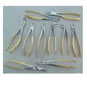 Set of <b>10</b> Tooth Extraction Extracting Forceps Gold Plated Surgical INSTRUMENTS Premium Quality Stainless Steel - Product Image 1