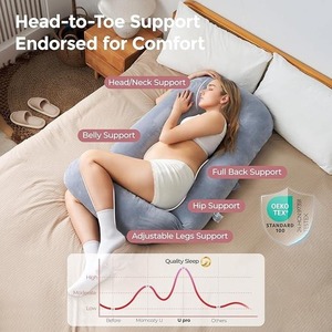 Oreiller de grossesse pour dormir sur le côté avec housse rafraîchissante, oreiller de soutien pour la maternité - Product Image 3