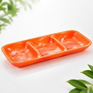 Plateau de service rectangulaire en résine aspect marbre vert, 3 sections, qualité alimentaire, fait main, pour apéritifs et collations de soirée - Product Image 4
