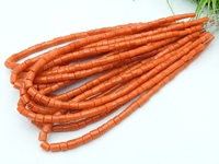 Perles de corail orange italien - Forme de roue de voiture, lisses et polies, brin de 8 pouces, environ 2-3 mm, pierre naturelle certifiée par un tiers