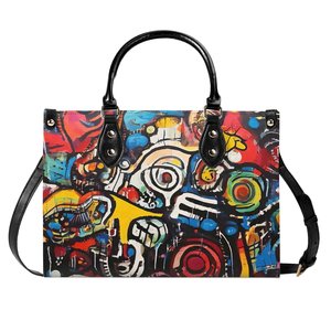 Sac à main en cuir PU pour femmes, imprimé graffiti, deux poignées, grande capacité, tendance, usage quotidien - Product Image 3