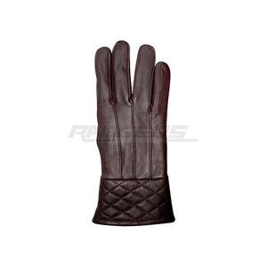 Brown Genuine Leather <b>Gloves</b> Fleece Lined Winter <b>Gloves</b> Quilted Cuff OEM Bulk Daily Wear Leather <b>Driving</b> <b>Gloves</b> - Product Image 3