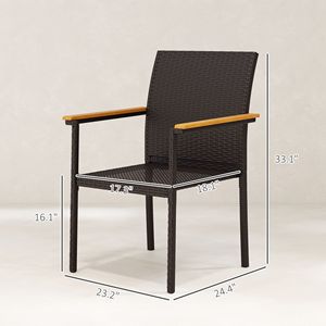 Set di 2 Sedie da Pranzo Impilabili in Vimini Blu Navy per Patio con Cuscini e Braccioli per Terrazza e Giardino - Product Image 3