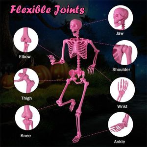 5.5 FT Integrated Pink Halloween Skeleton Decor Playful Spooky Vibe for Parties/Yards No Assembly Needed with Hanging Rope - Product Image 6