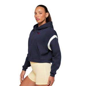 <b>Women's</b> Color Block <b>Zip</b> <b>Up</b> Hoodie Oversized Fleece Sweatshirt Cropped Pullover <b>Jacket</b> with Pockets for Casual Wear - Product Image 4