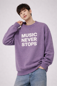 Pull en tricot épais unisexe surdimensionné, impression/logo personnalisé, jacquard, col rond, tricot d'automne, 100% acrylique, ODM, à carreaux - Product Image 2