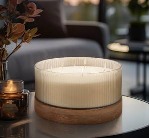 Porte-bougie en verre rond fait main avec pot à bougie pour la décoration de la maison et les cadeaux de Pâques, d'anniversaire, d'Halloween et de Noël - Product Image 2