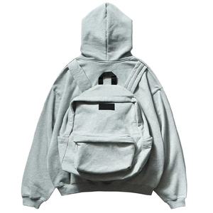 Sweat-shirt à capuche surdimensionné pour homme, gris uni, en molleton français, décontracté, avec poche, coupe classique, pour l'automne - Product Image 6