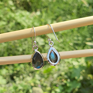 Boucles d'oreilles pendantes en Labradorite en argent sterling 925 faites à la main pour femmes bijoux de corps en plaqué or cadeaux de mariage fiançailles - Product Image 4
