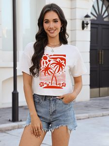 Women Short <b>Sleeve</b> <b>Crop</b> T Shirt Graphic Print Casual Loose Fit <b>Top</b> Wholesale Supplier - Product Image 5