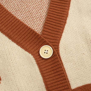 Cárdigan de punto transpirable con cuello en V para hombre, suéter gráfico con botones, estilo retro estético, tejido jacquard para otoño - Product Image 3