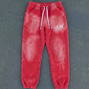 Pantalones Deportivos de Felpa con Estampado Tie Dye Rojo para Hombre, Marca ASKAR WEAR IND, Cintura Elástica con Cordón, Estilo Casual para Otoño - Product Image 1