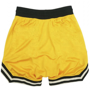 <b>Men's</b> <b>Yellow</b> Mesh <b>Shorts</b> with Front Logo Mid Waist Zip Pockets Drawstring Closure Quick Dry Casual Sport Style - Product Image 2