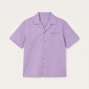 Lavender Short Sleeve <b>Button</b> Up Shirt <b>Turn</b>-down Collar Custom Logo Solid Color Regular Fit Leisure Top - Product Image 5