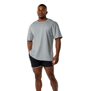 T-shirt de sport OEM à col rond très élastique, séchage rapide, respirant, 100 % coton, coupe longue et ample - Product Image 1