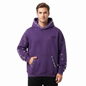 Sudadera con Capucha de Alta Calidad para Hombre, Personalizada con Pedrería, Corte Holgado, Hombros Caídos, Bolsillo Canguro, Estilo Casual - Product Image 2