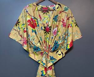 Vestido Kaftán sin Mangas de Algodón con Estampado Floral Tropical, Estilo Casual de Verano para Mujer, Playa, Islas del Pacífico Asiático - Product Image 1