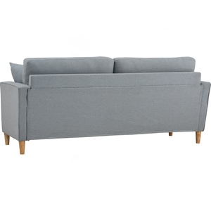 Modern Mid-Century Oak Wood 3 Seater <b>Sofa</b> with Upholstered Fabric for Living Room Home <b>Hotel</b> Seating - Product Image 4
